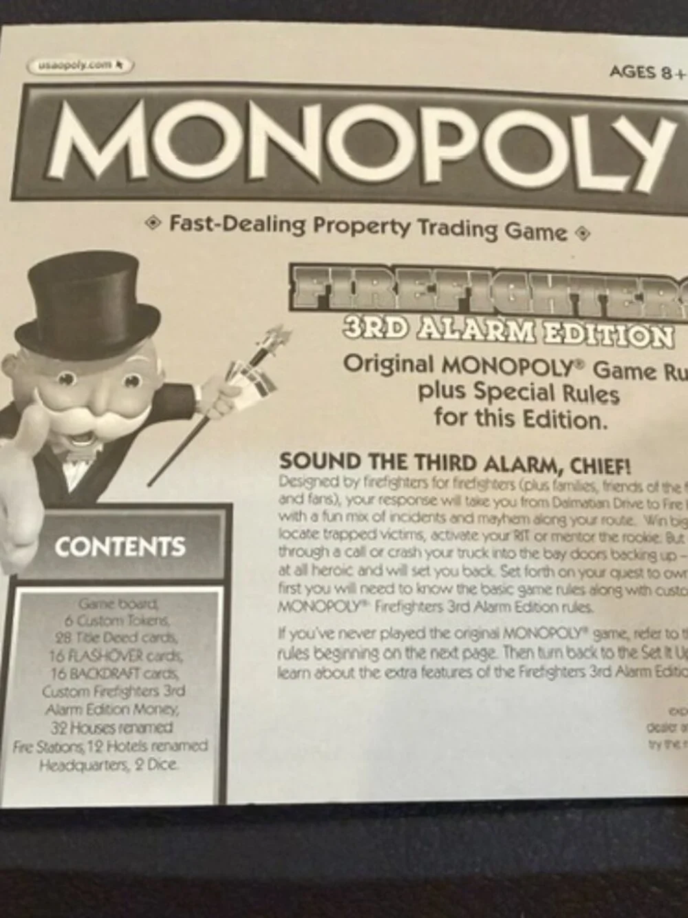 Monopoly Firefighters 3rd Alarm Edition 2018 USAopoly Complete
